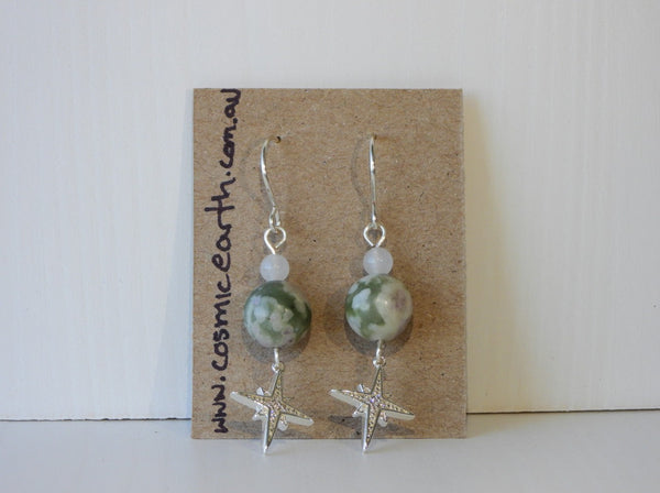 Peace Jade star earrings