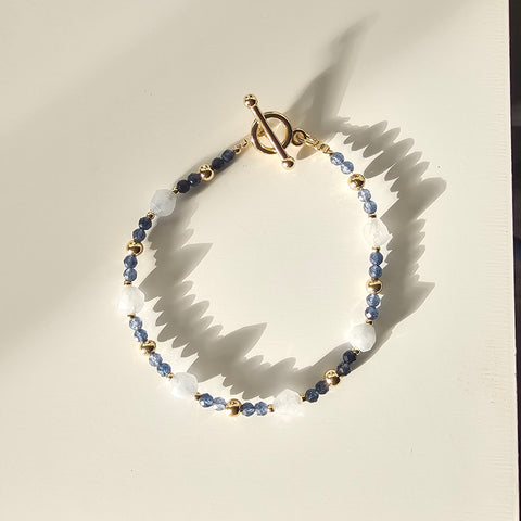 Aquamarine & Sapphire Toggle Bracelet
