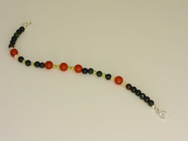 Carnelian, Peridot, Bloodstone and Moonstone Bracelet
