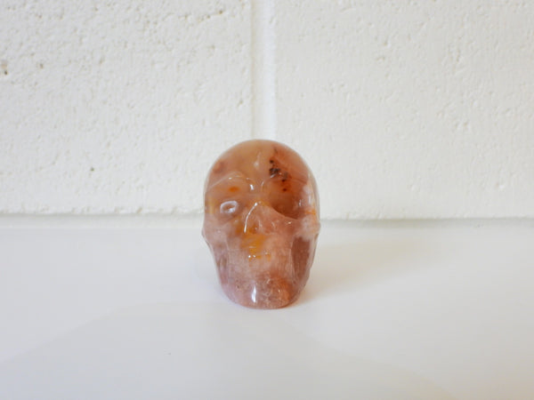 Flower Agate skull carving