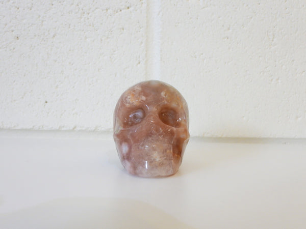 Flower Agate skull carving
