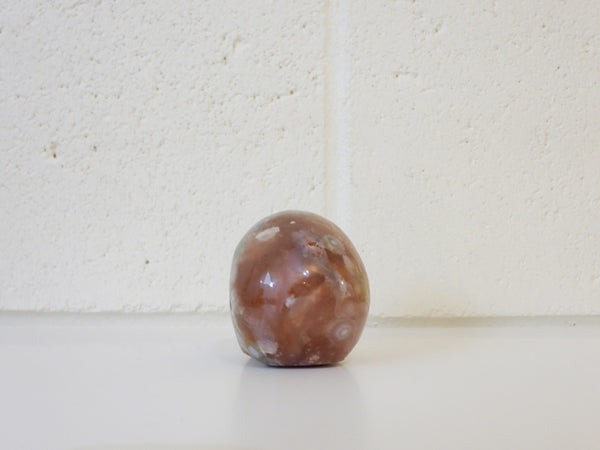 Flower Agate skull carving