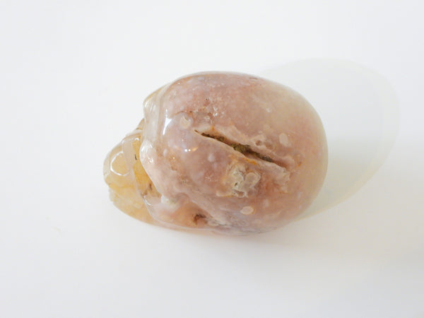 Flower Agate skull carving