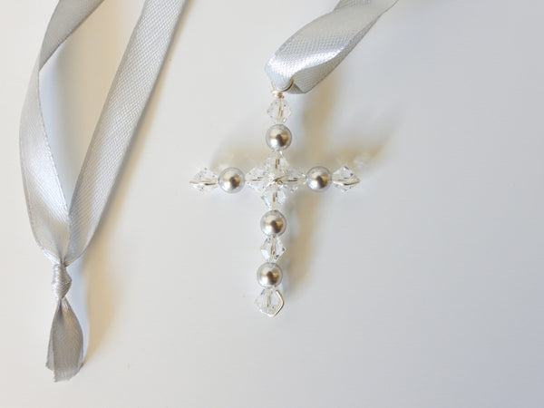 Swarovski crystal and pearl hanging light catcher