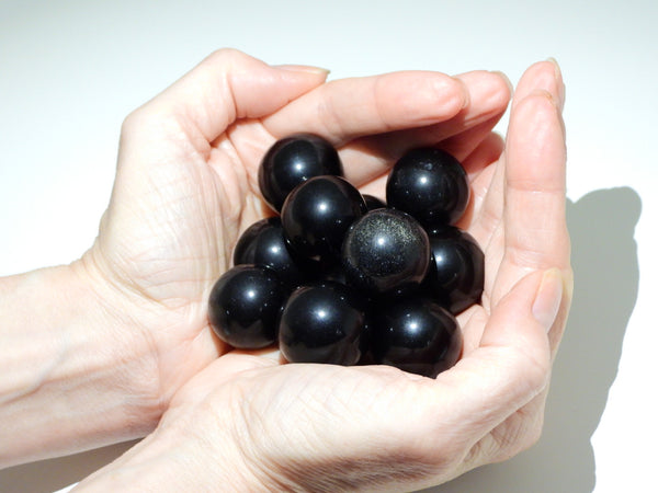 Mini Black Obsidian spheres