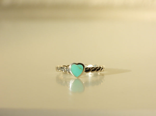 Sterling Silver Green Turquoise heart ring