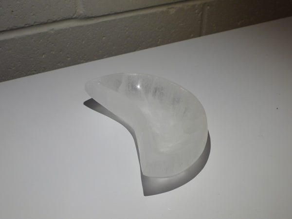 Selenite moon bowl