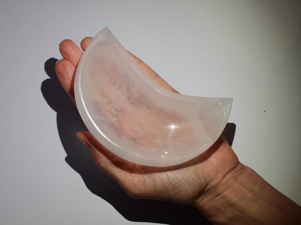 Selenite moon bowl