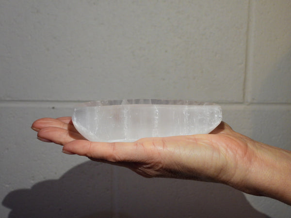 Selenite moon bowl