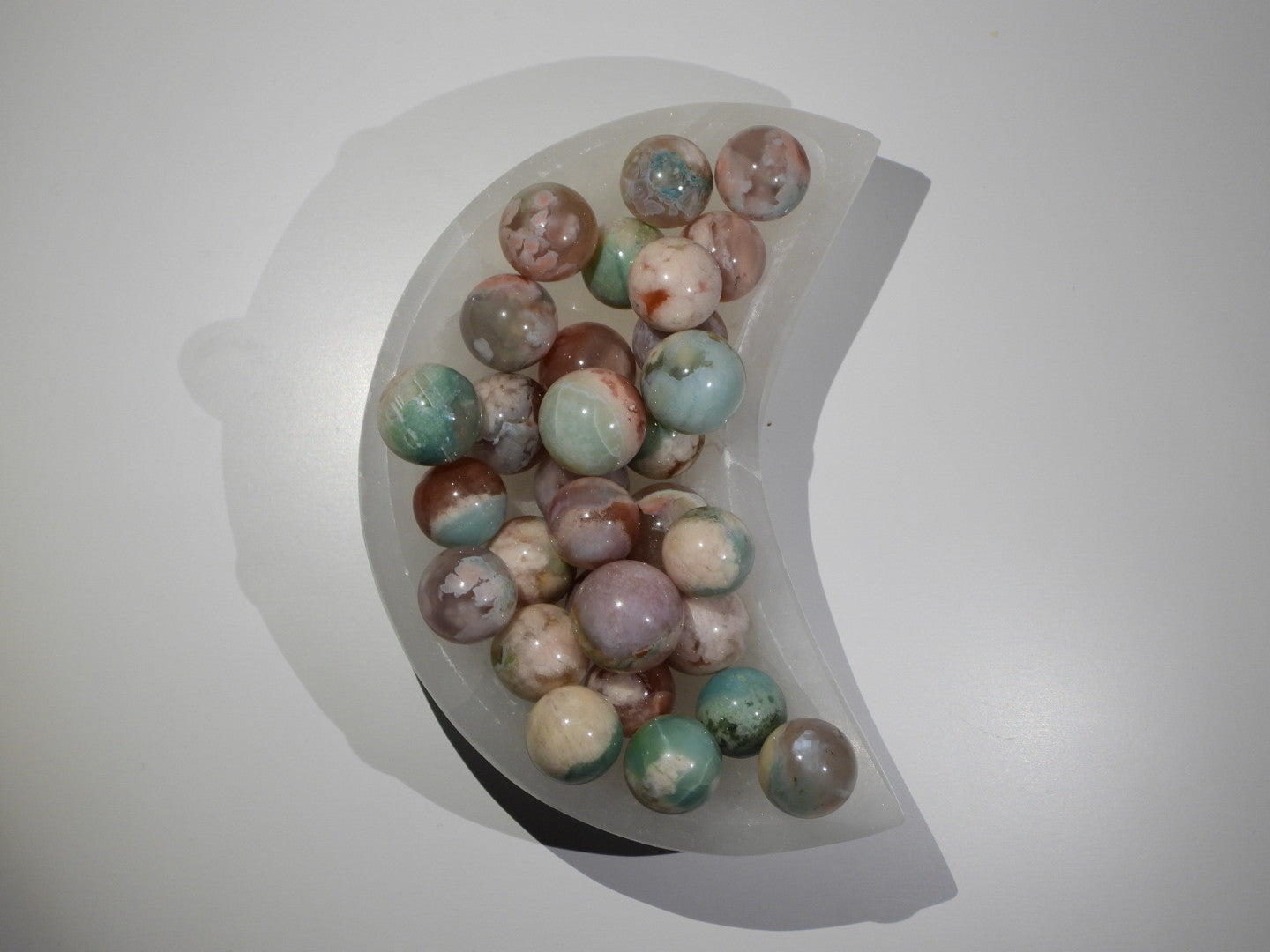Mini Green Flower Agate spheres