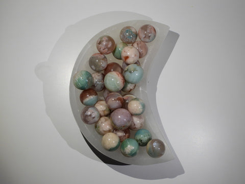 Mini Green Flower Agate spheres