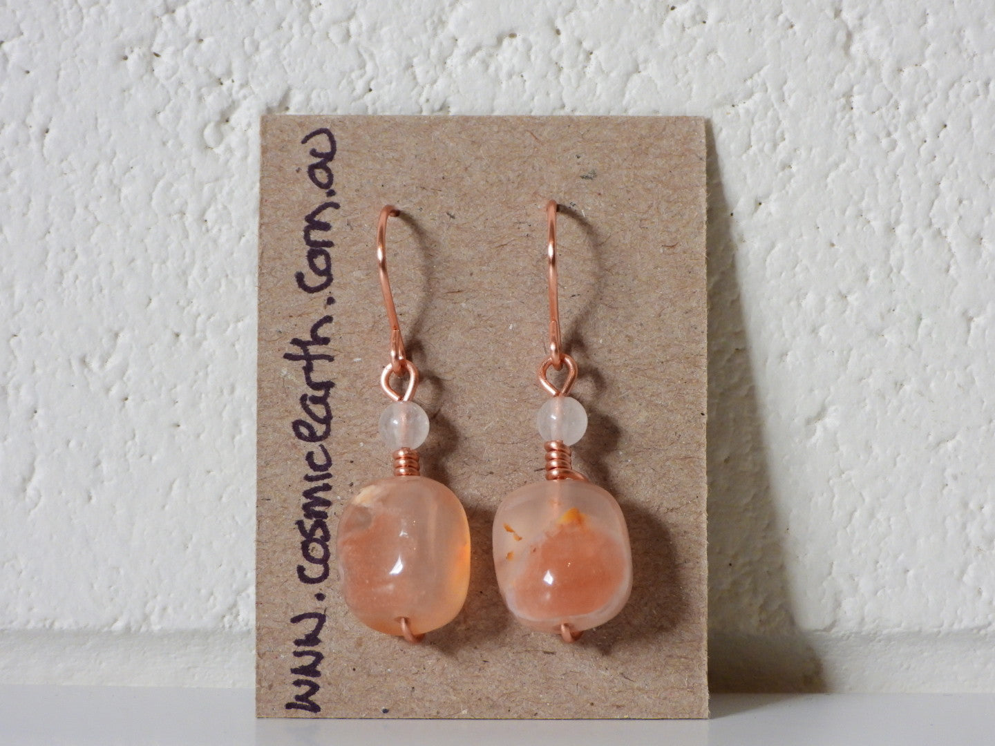 Flower Agate and White Jade earrings