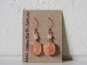 Flower Agate and White Jade earrings