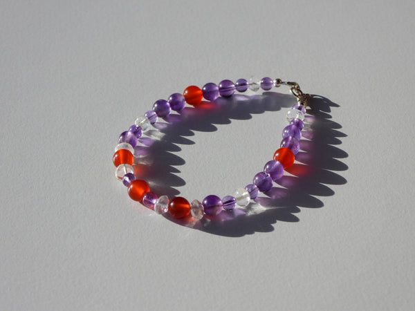 Carnelian, Amethyst, Clear Quartz bracelet