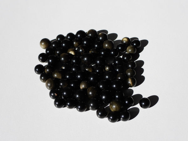 Tiny Gold Sheen Obsidian spheres