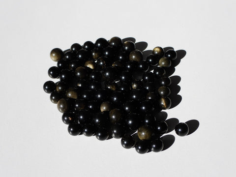 Tiny Gold Sheen Obsidian spheres