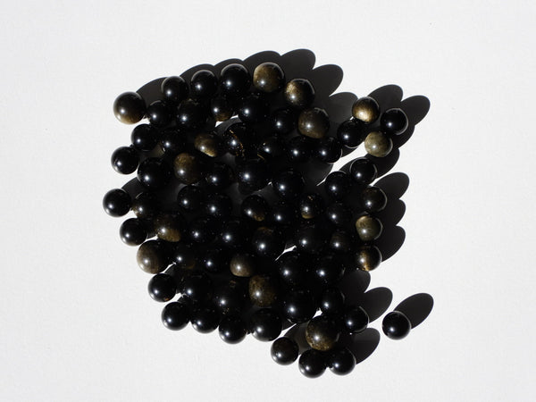 Tiny Gold Sheen Obsidian spheres
