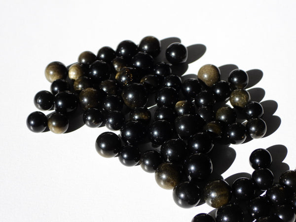 Tiny Gold Sheen Obsidian spheres