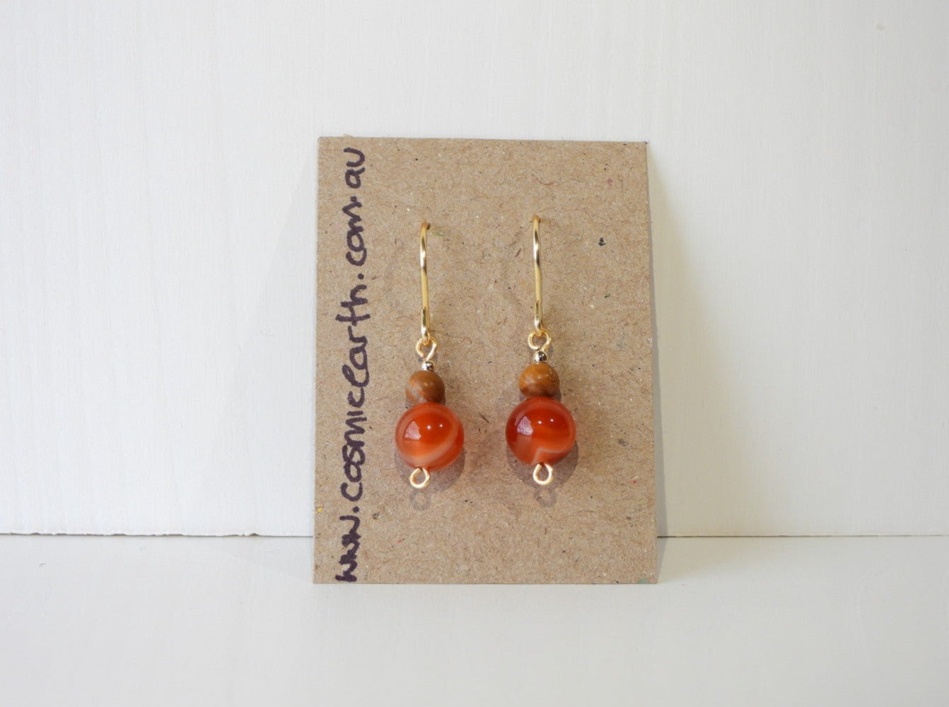 Carnelian and Woodgrain Jasper earrings