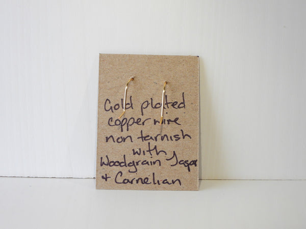 Carnelian and Woodgrain Jasper earrings