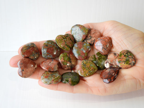 Unakite mini hearts