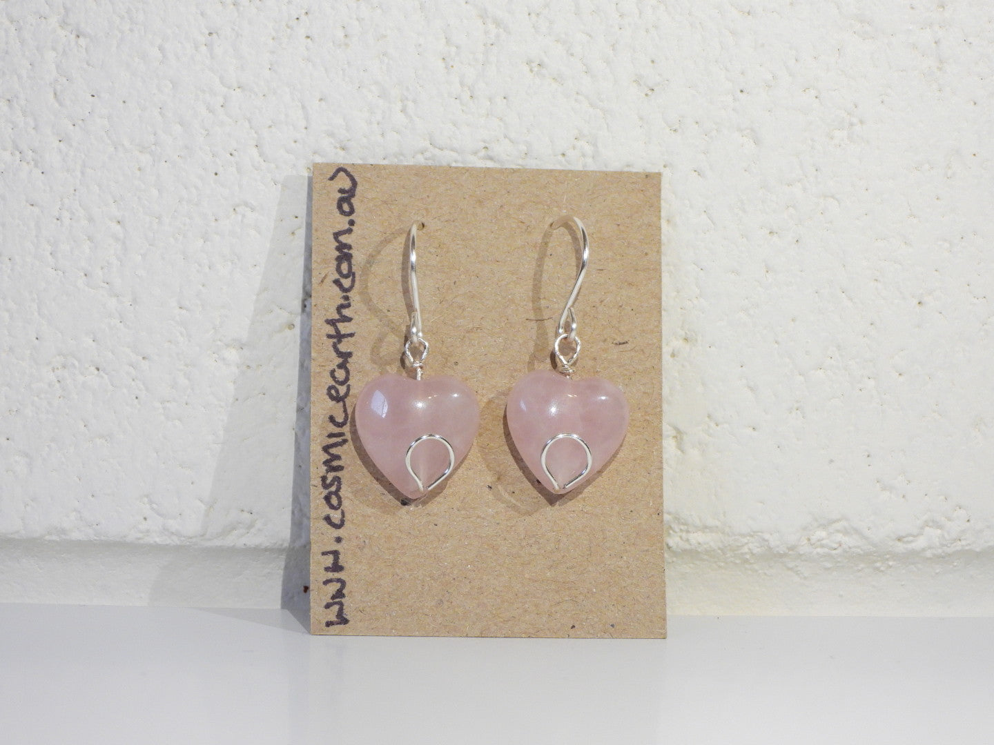 Rose Quartz heart earrings