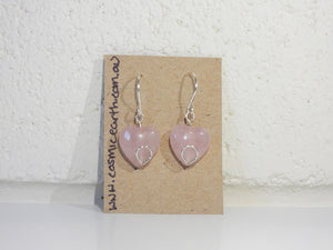 Rose Quartz heart earrings