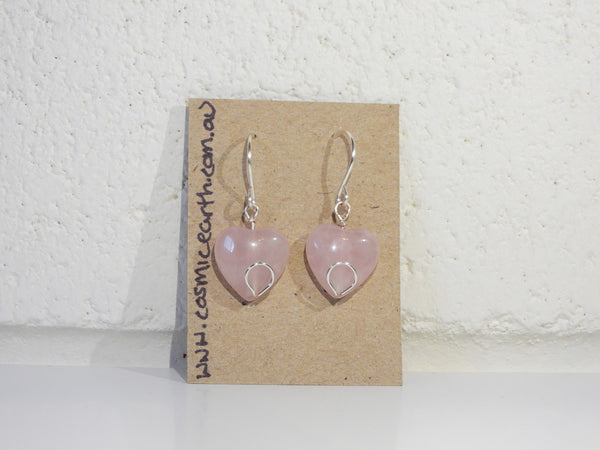 Rose Quartz heart earrings